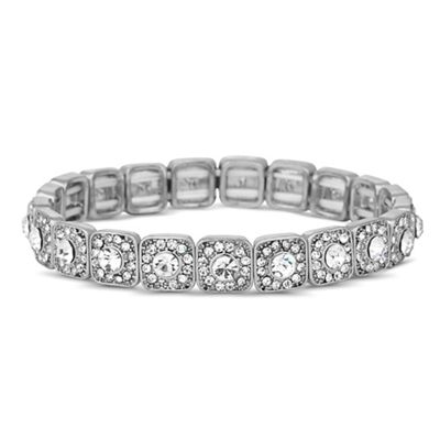 Clear square crystal surround stretch bracelet